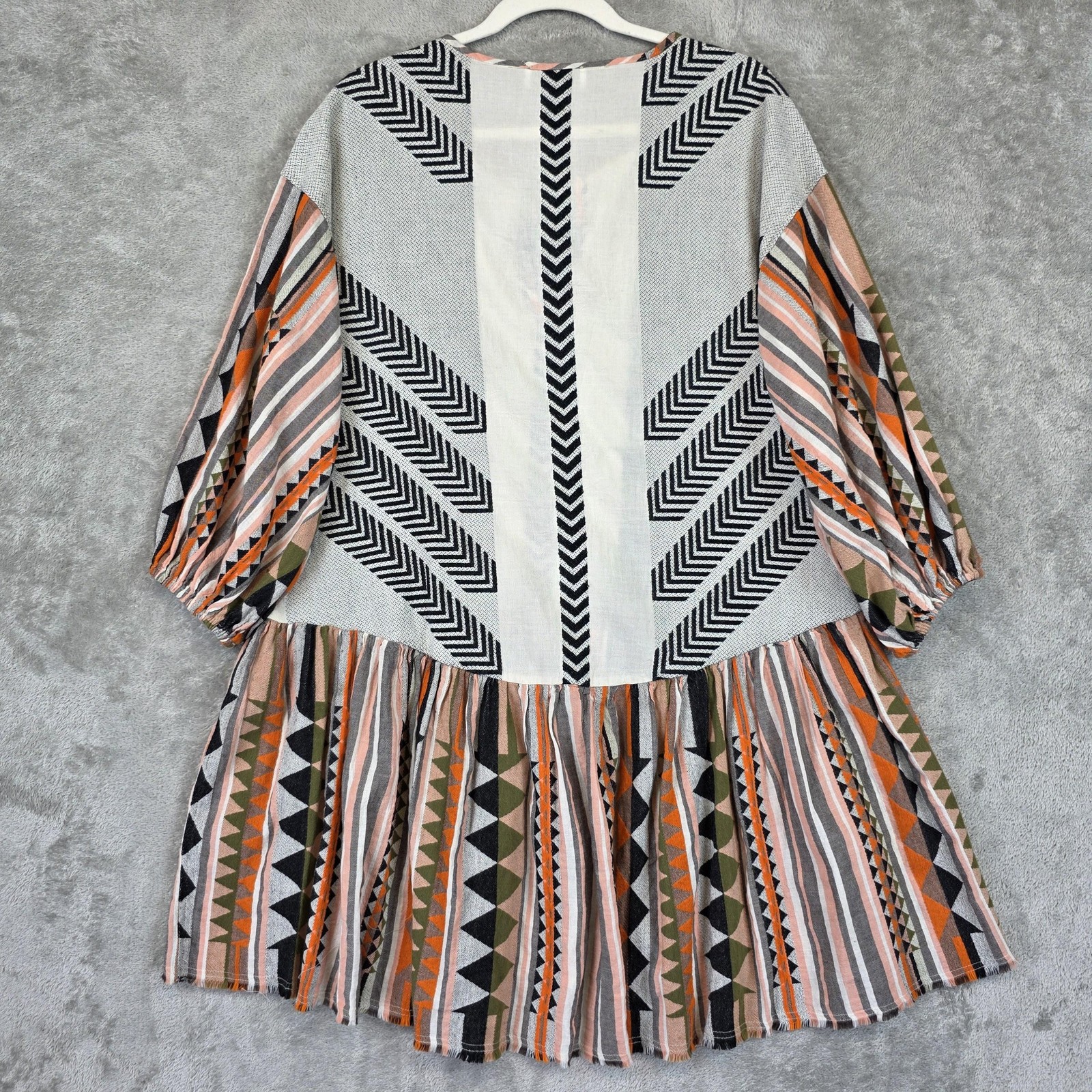 Devotion Twins Dress Womens Small Multicolor Geometric Boho Drop Waist Mini