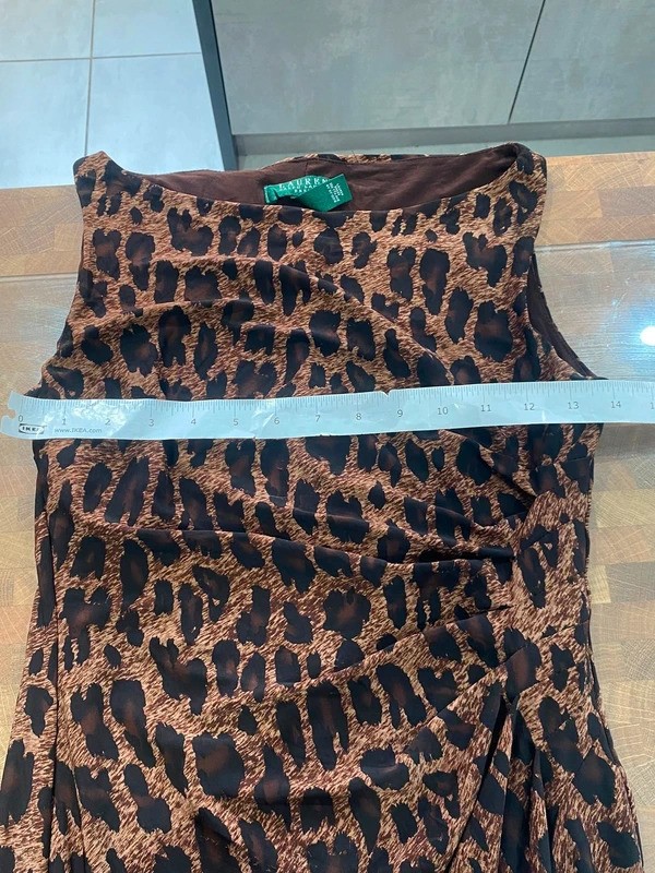 Lauren Ralph Lauren Leopard Print Ruched Dress UK6 US2 Animal Print (DR42)