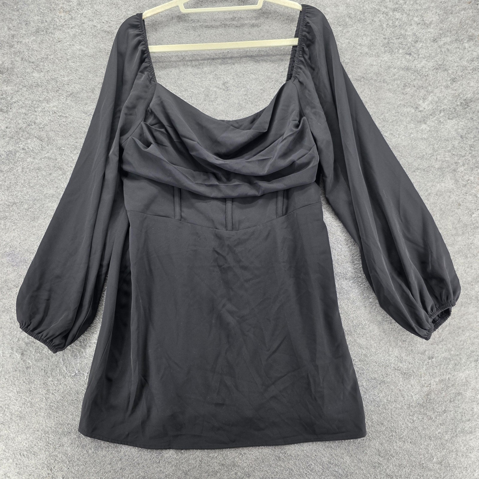 Mi Ami For Francesca’s Dress Womens XL Black Fit&Flare Cowl Neck Balloon Sleeve