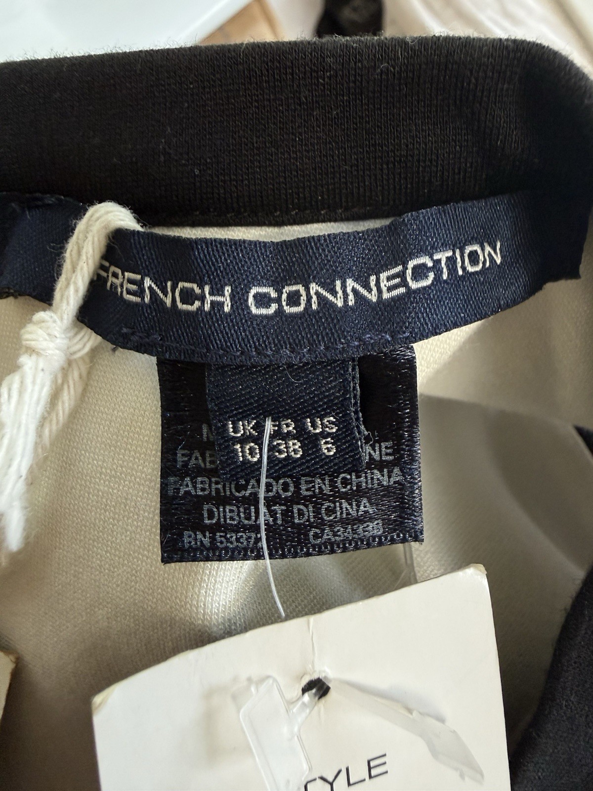 French Connection Black White Gray Colorblock Stretch Knit High Neck Sheath 6