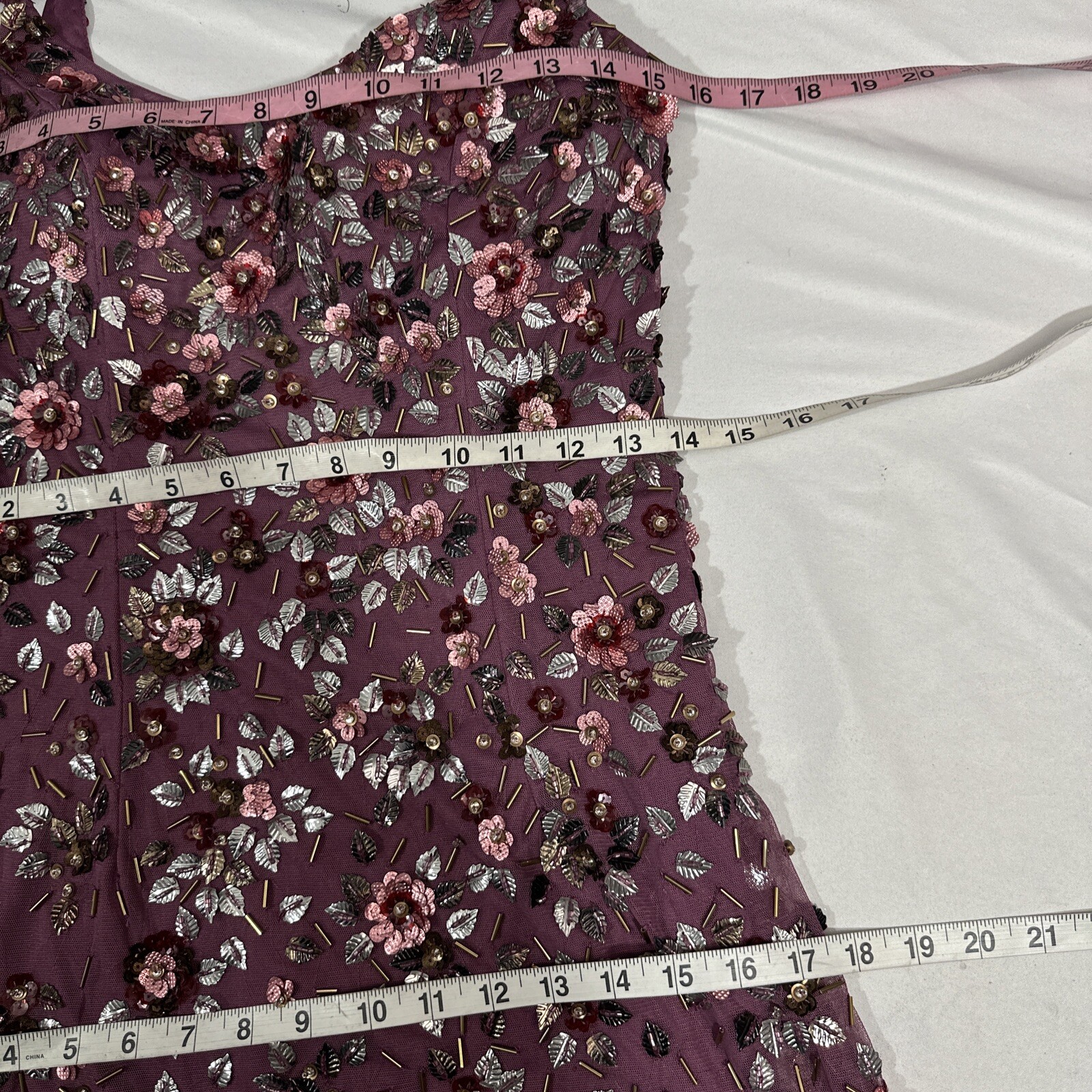 NWT Mac Duggal [ 6 ] 5477 Floral Embellished Scoop Neck Gown in Raspberry G1840