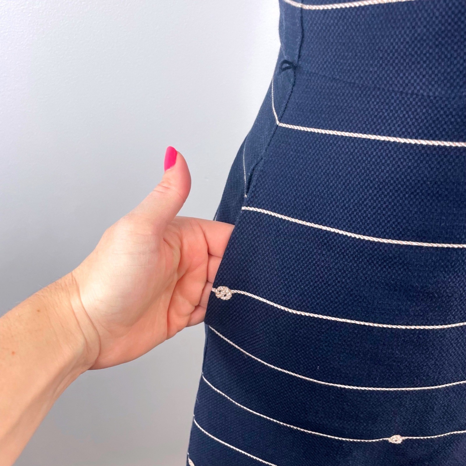 The Limited Navy Blue Nautical Striped Embroidered Sleeveless Dress Size 2