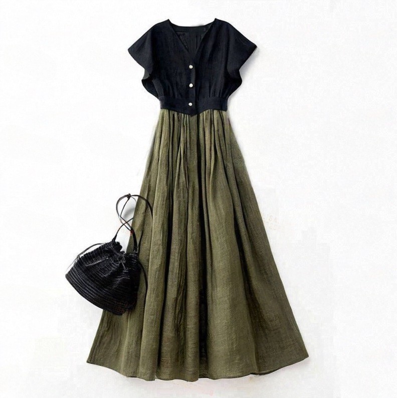 Elegant Street Fashion Dress in Pastel Colors – Green, Gray, Blue