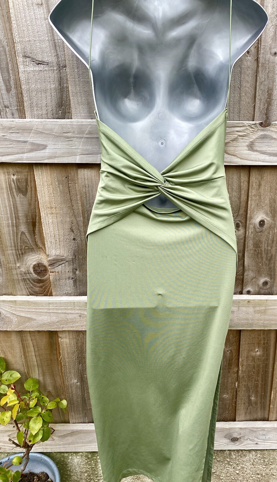 Stunning Green SHEIN Medium Lycra Feel Stretch Fitted Sexy Dress With Side Slit