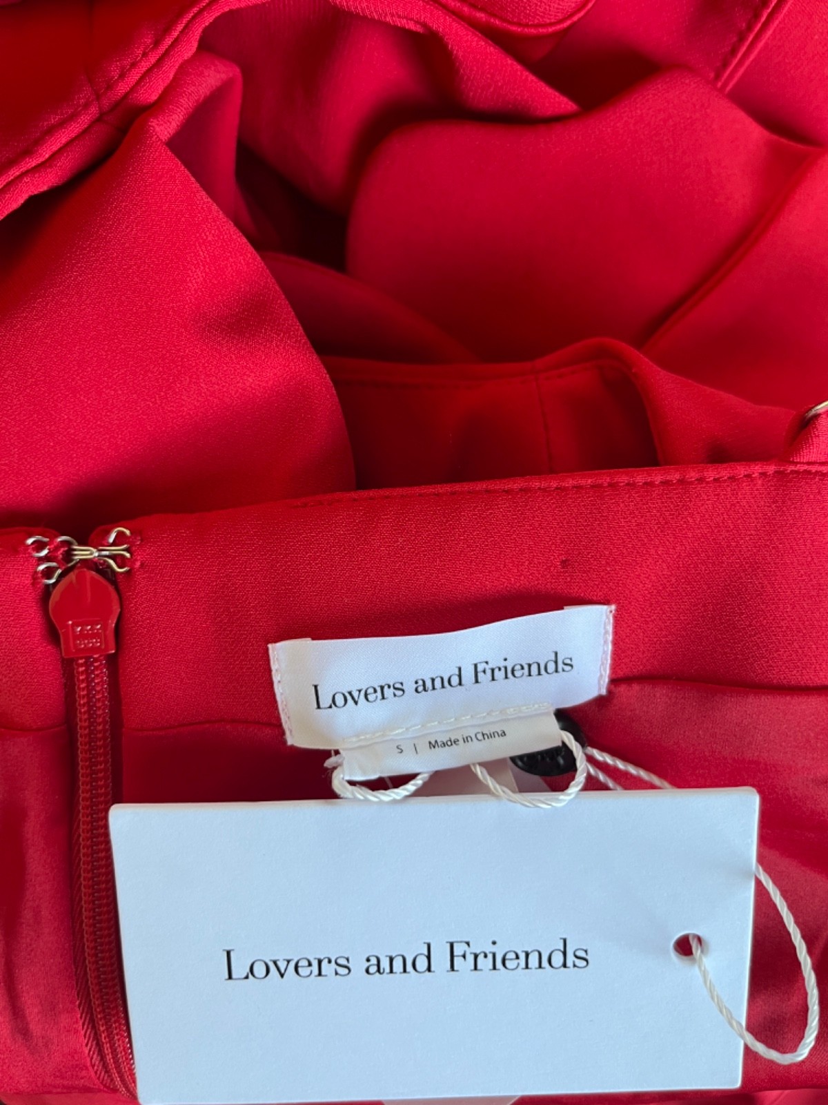 Lovers + Friends Artemis Gown Sz red large Rosette Wedding Guest Party