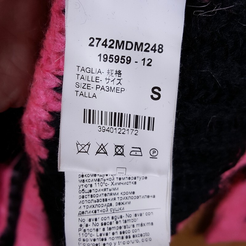 MSGM Sweater Dress Womens Small Pink Black Check Pullover Fuzzy Mohair Oversized