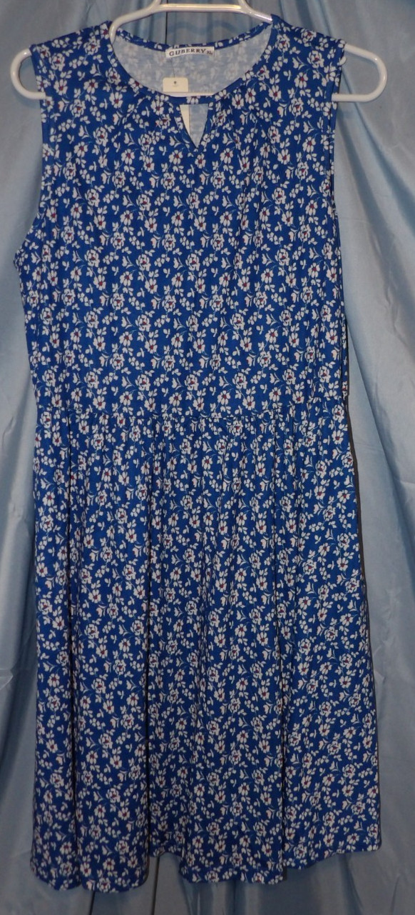 Guberry Blue Floral Keyhole Neck Sleeveless Sheath Sundress Women’s XL NWT
