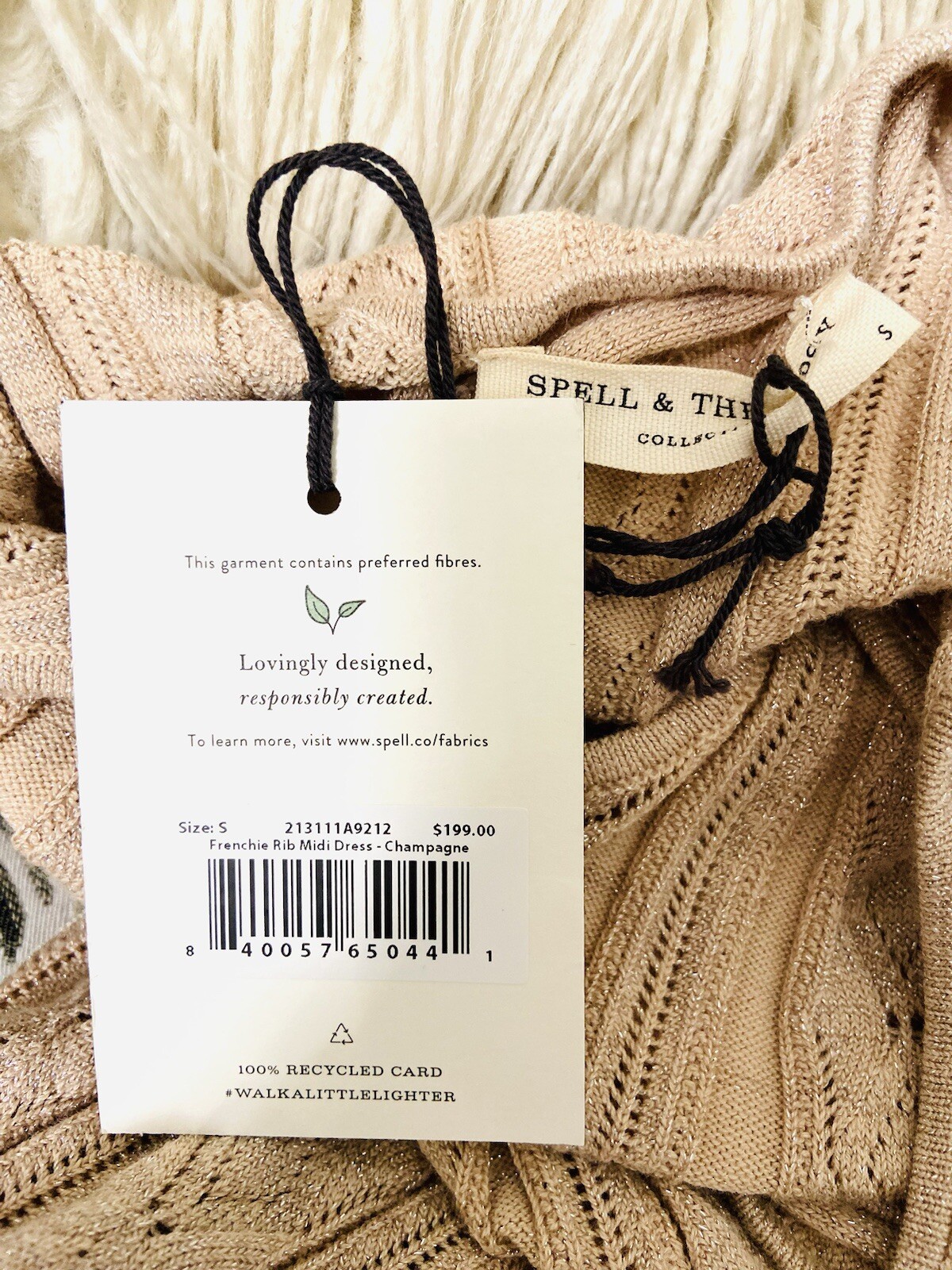 Spell & The Gypsy Collective Size S Frenchie Rib Knit Midi Dress Neutral Colour