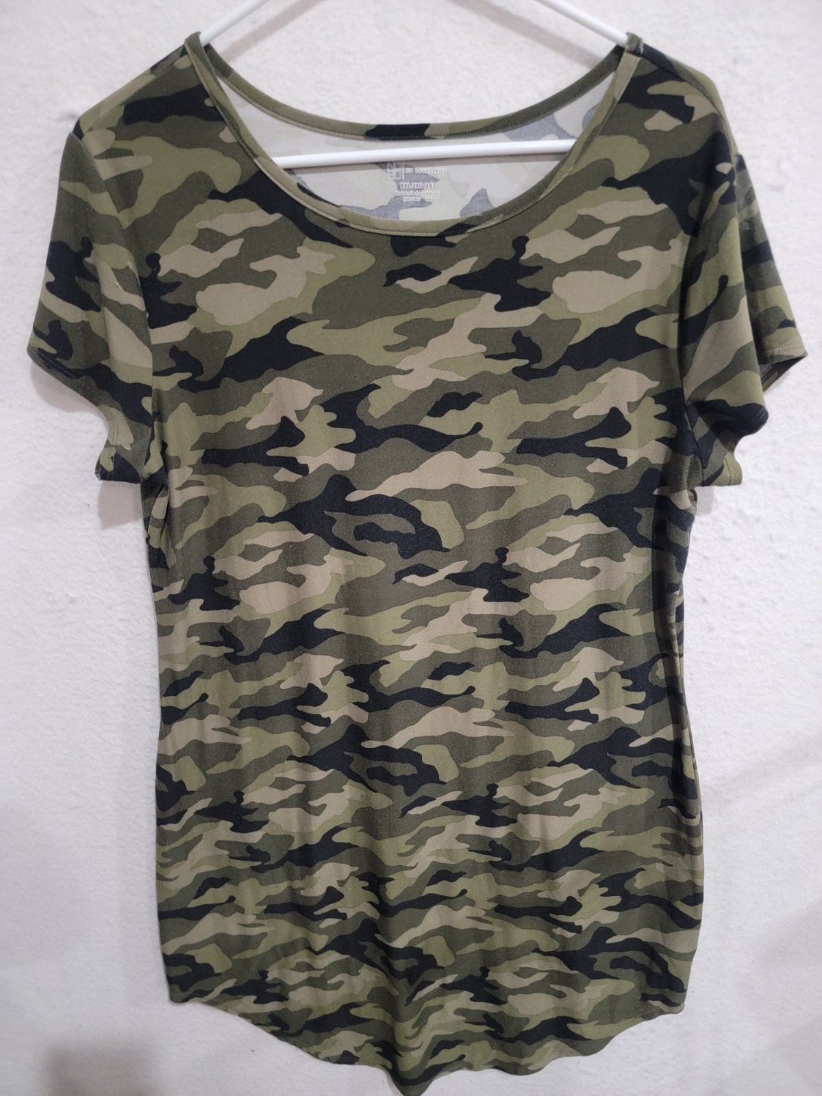 No Boundaries Womens 2X XXL Camo T-Shirt Dress Short Sleeve Green Camouflage