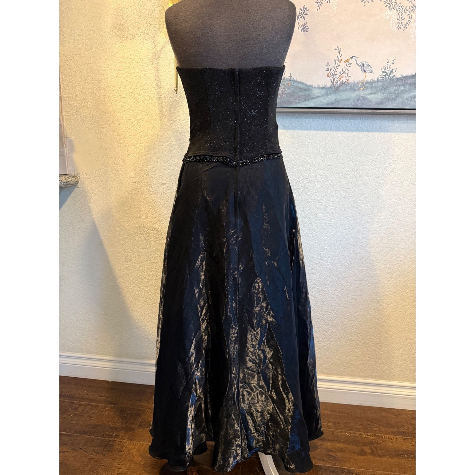 Scott McClintock Millennium 2000 Vintage Strapless Gown Black Beaded Petite 10