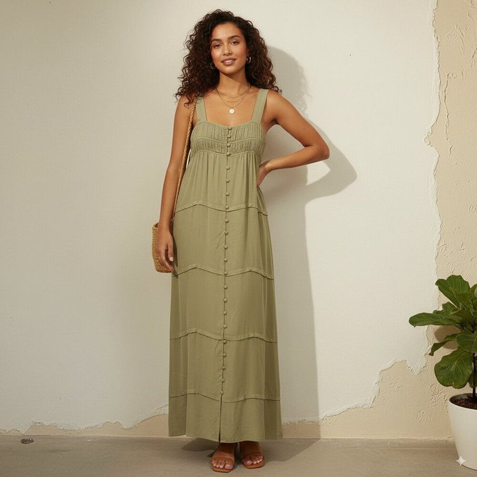 Sancia Raea Maxi Dress in Aloe Green NWT Women Dress Size Small