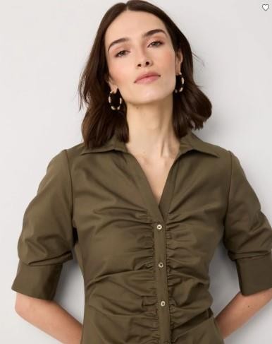 NWT White House Black Market(WHBM) Ruched Shirt Dress