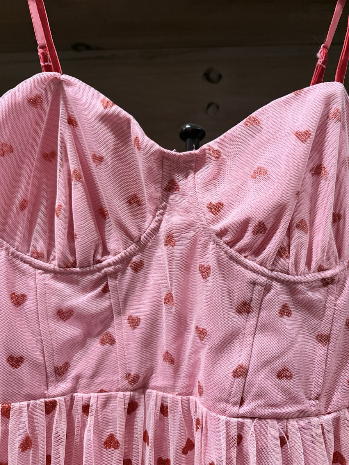 Betsey Johnson Heart Pink Bustier Corset Tulle Midi Dress 4 #0041