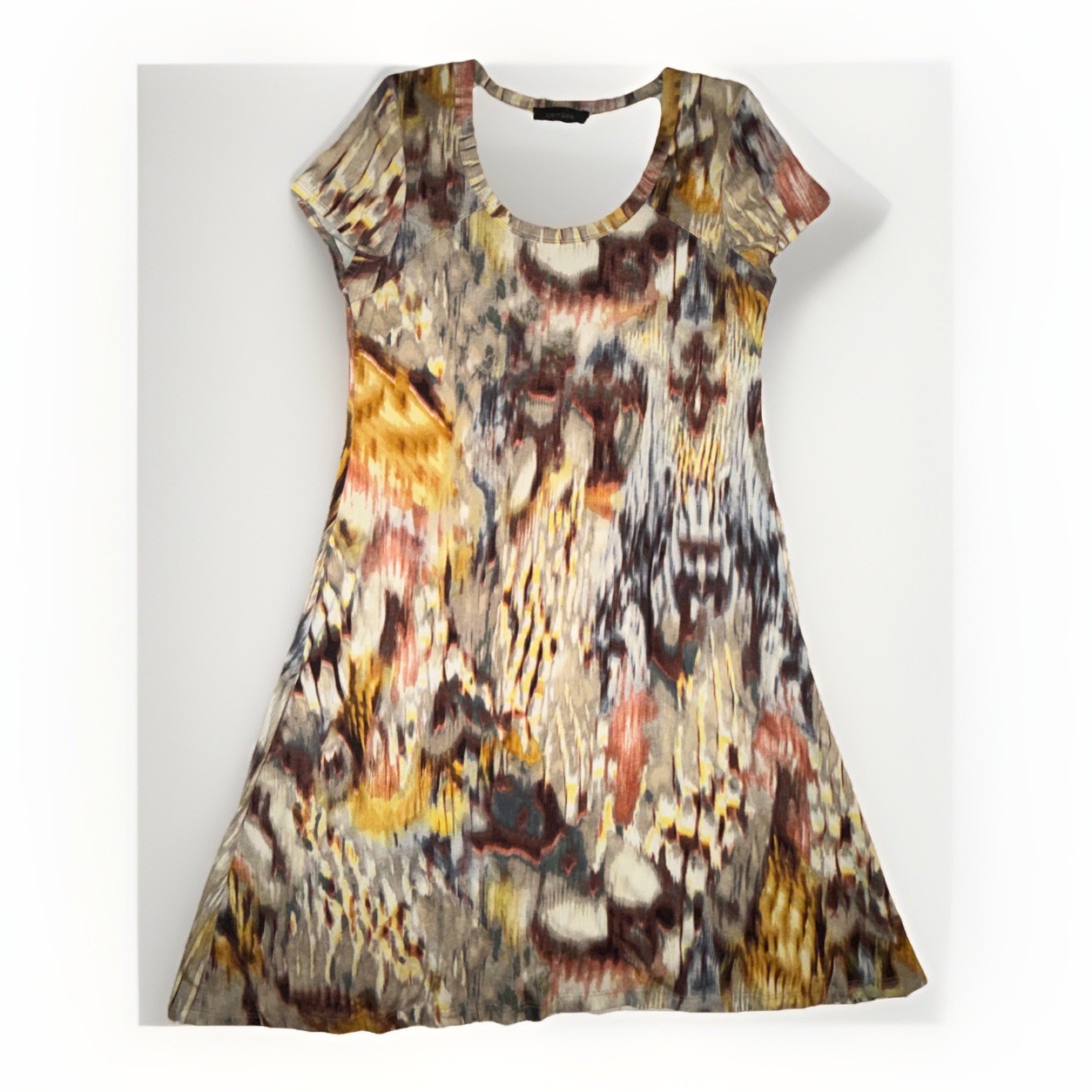 Karen Kane Abstract Printed Multicolor Dress Size XL Short Sleeves Scoop Neck