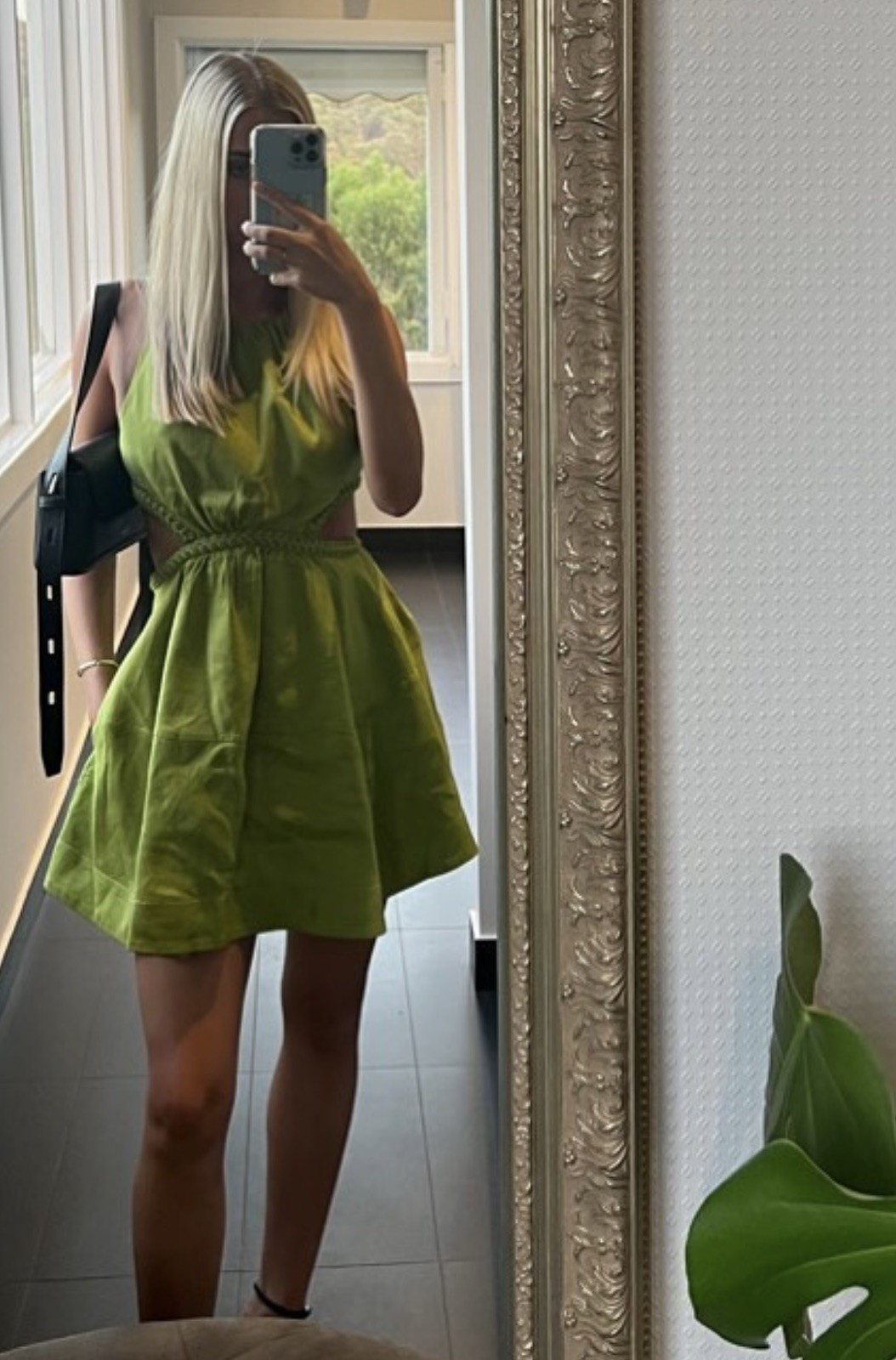 AJE Voyage Mini Dress Size AU 6 /US 2 Braided Cut Out Verdant Green Pockets