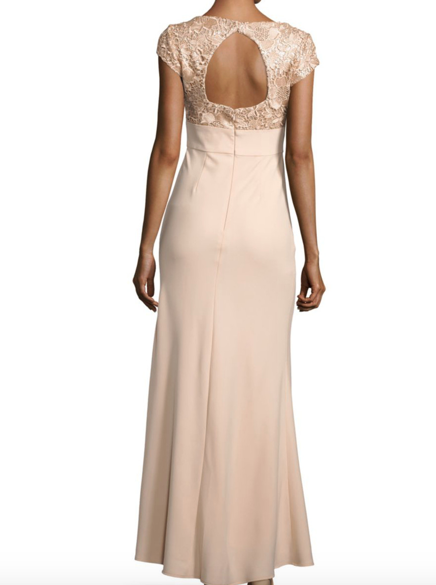 JS Collections Sequin And Floral Embroidered Cap Sleeved Gown Size 6 #B84