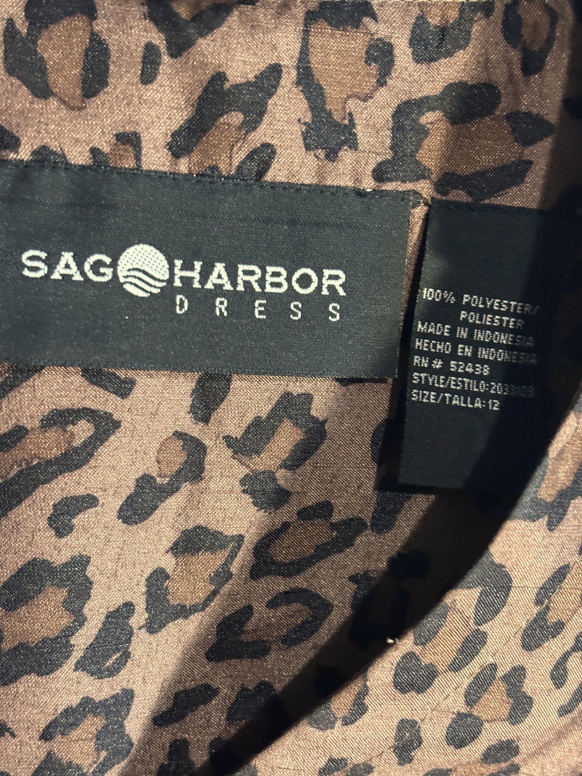 Sag Harbor Womens Top Sleeveless Animal Print Sz 12 Side Zip