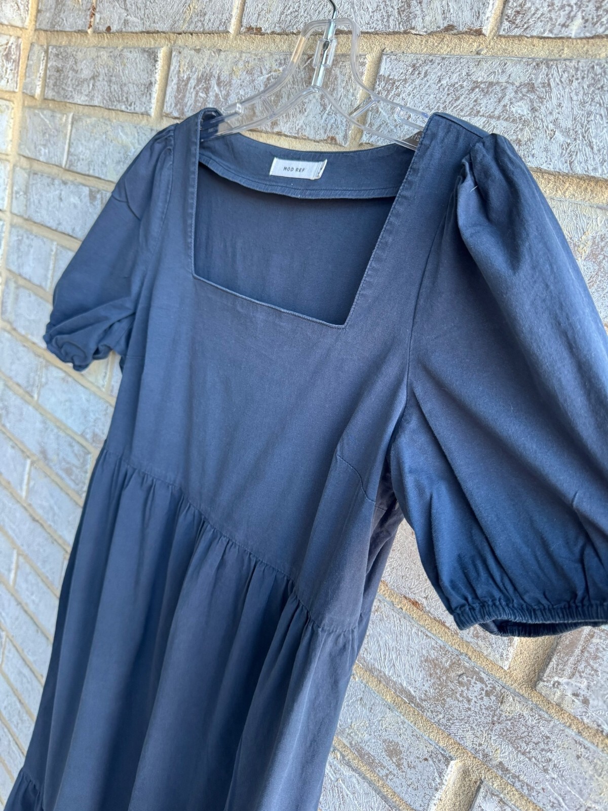 MOD REF Square Neck Puff Short Sleeve Tiered Dress Women’s Size M