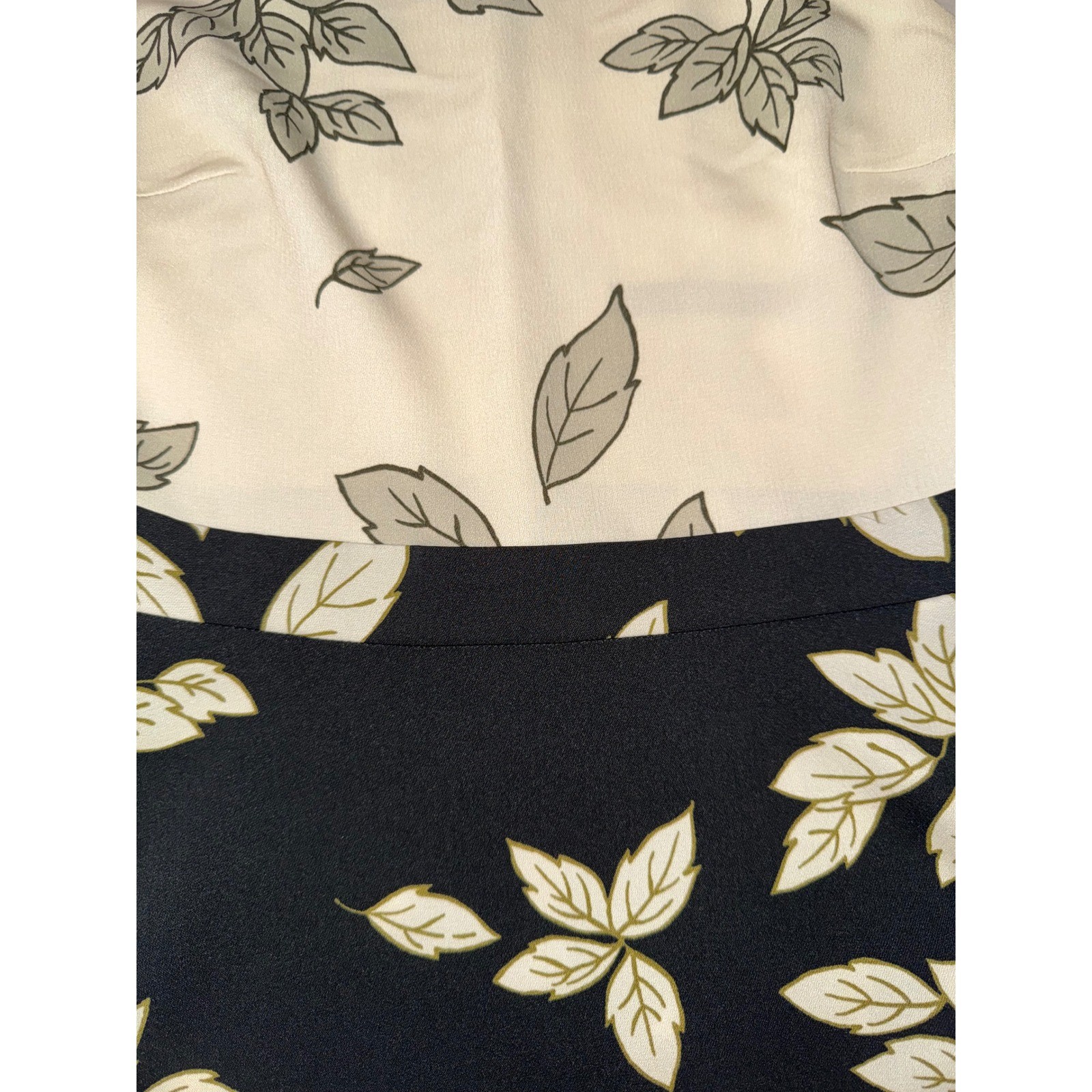 Zara Basic Women Cream Black Leaf Print Fit Flare Cutout Racerback Dress Small