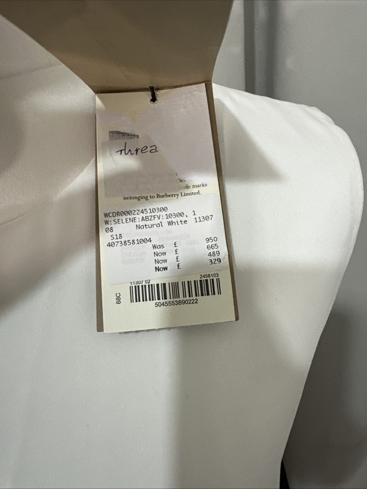 BURBERRY Selene Sleeveless Side-striped Midi Dress In Off White RRP$1350 A35