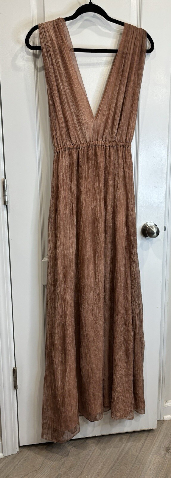BOBI BLACK (Revolve) Formal Maxi Dress XS Double V-neck Boho Flowy Feminine