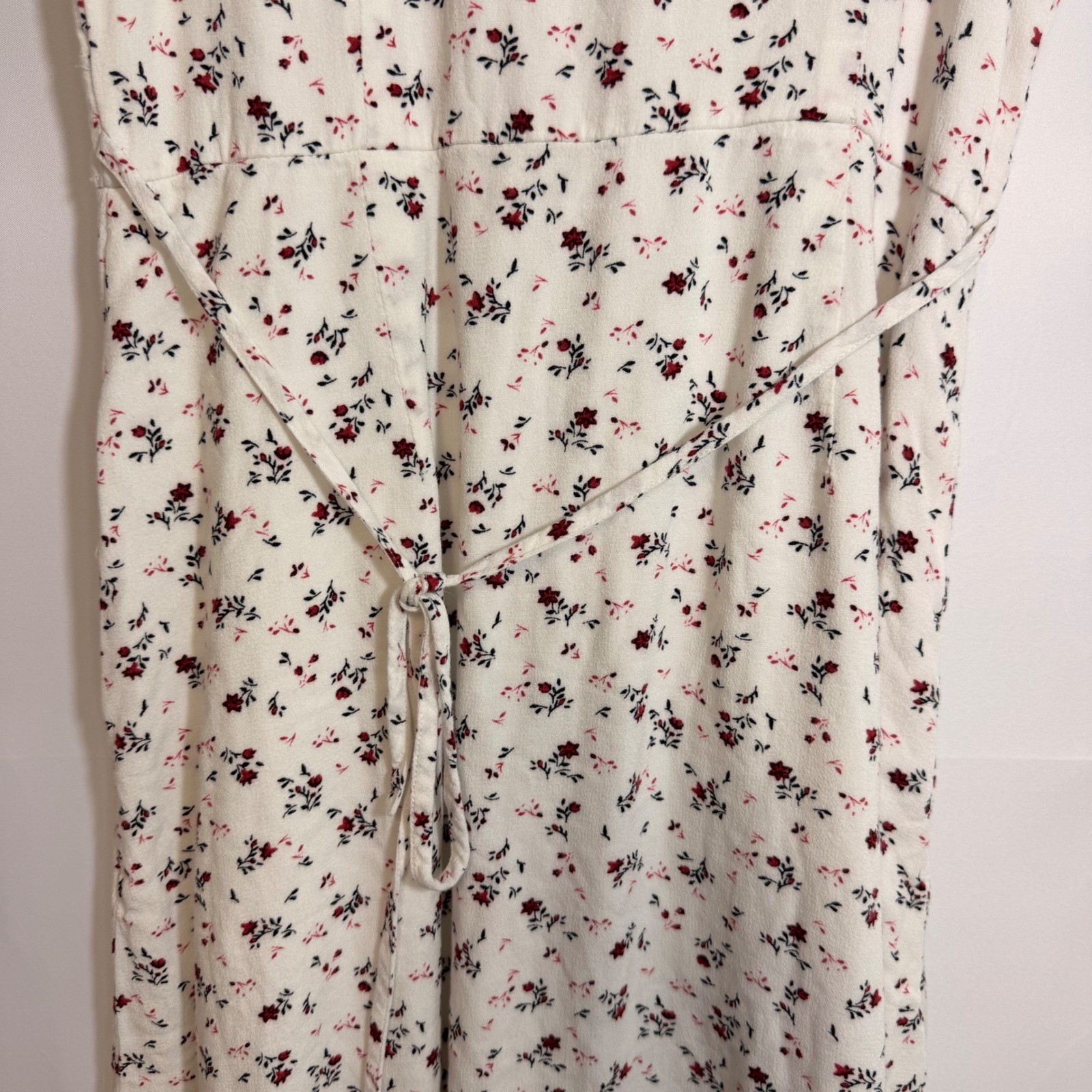 Abercrombie & Fitch Cream Floral Button Front Mini Dress XS Short Sleeve V-Neck