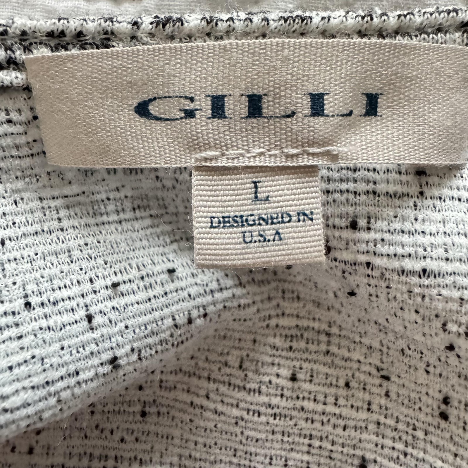Gilli Dress Womens Large Gray Wrap 3/4 Sleeve Ruffle Hem Knee Length Old Money