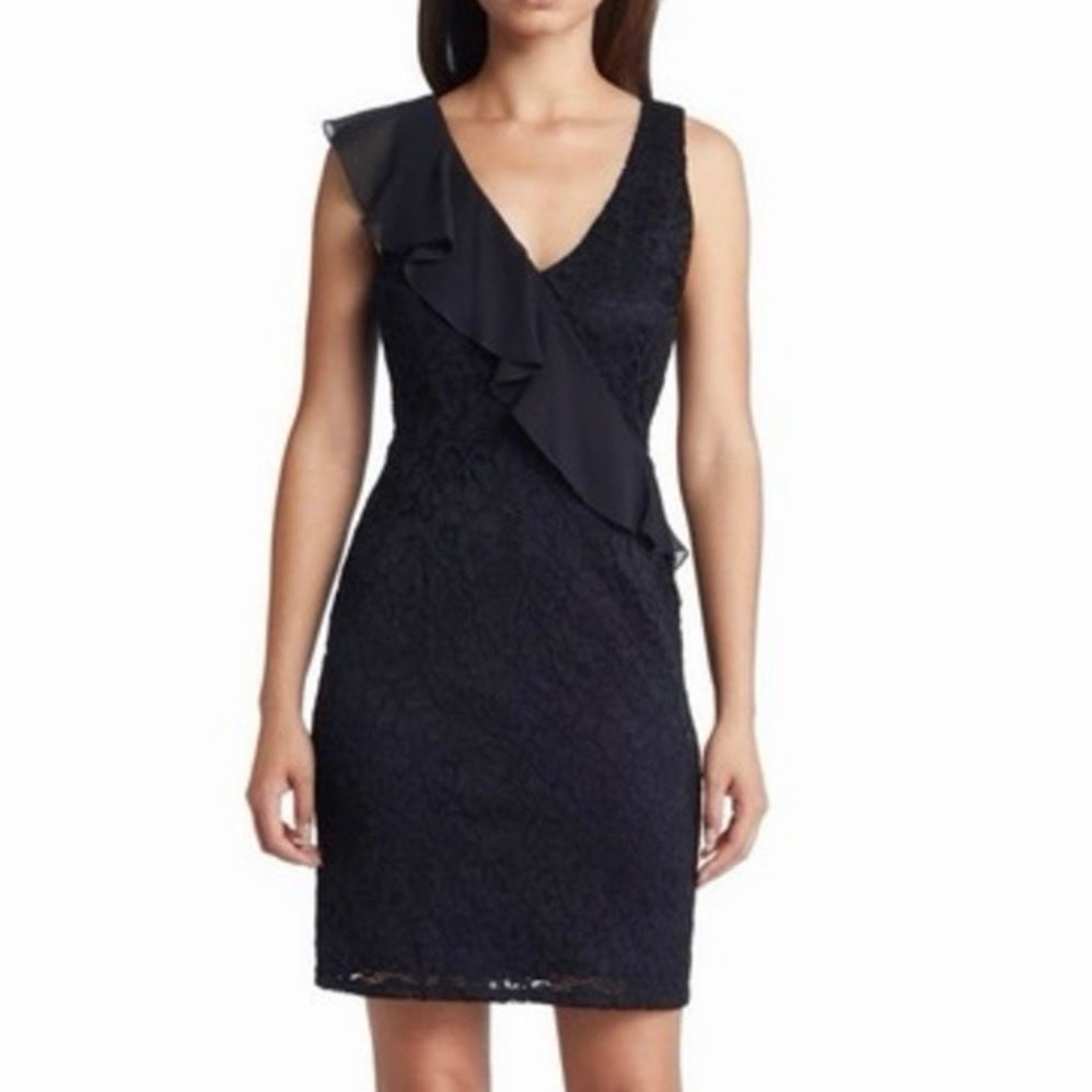 Sam Edelman Black Sleeveless Lace Knee Length Sheath Dress – Size 10, NWT