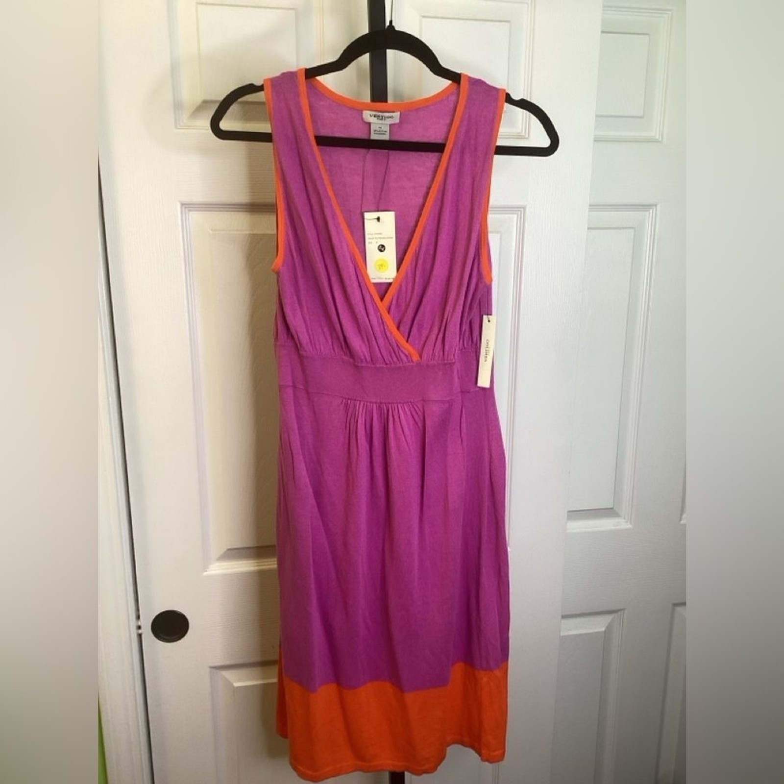 Vertigo Paris Purple and Orange Lightweight Midi Dress, size Medium, NWT