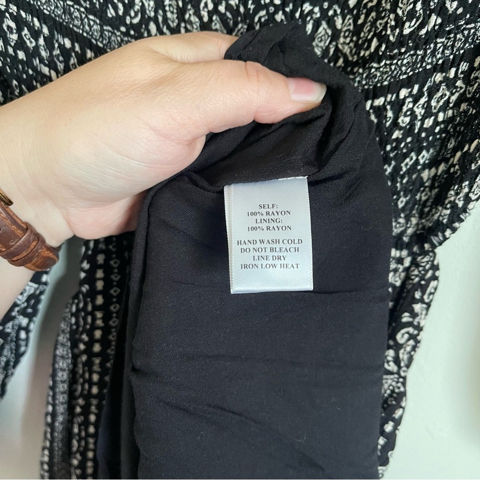 Promesa Black White Boho Patterned Maxi Dress Size M Backless Smocked Bishop