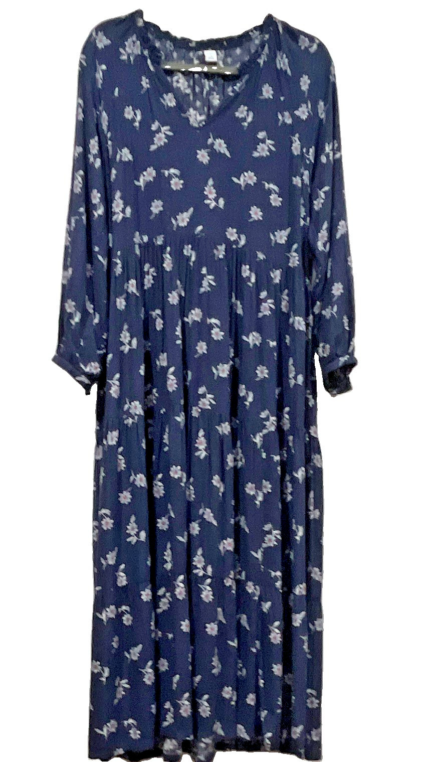 Old Navy Womens Cottagecore Prairie Maxi Long Sleeve Dress M Floral Milkmaid