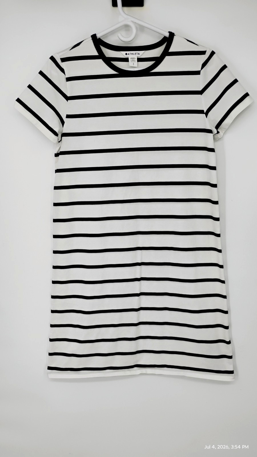 NEW Athleta Essential Tee Dress Winona Navy Stripe Stretch Size Small