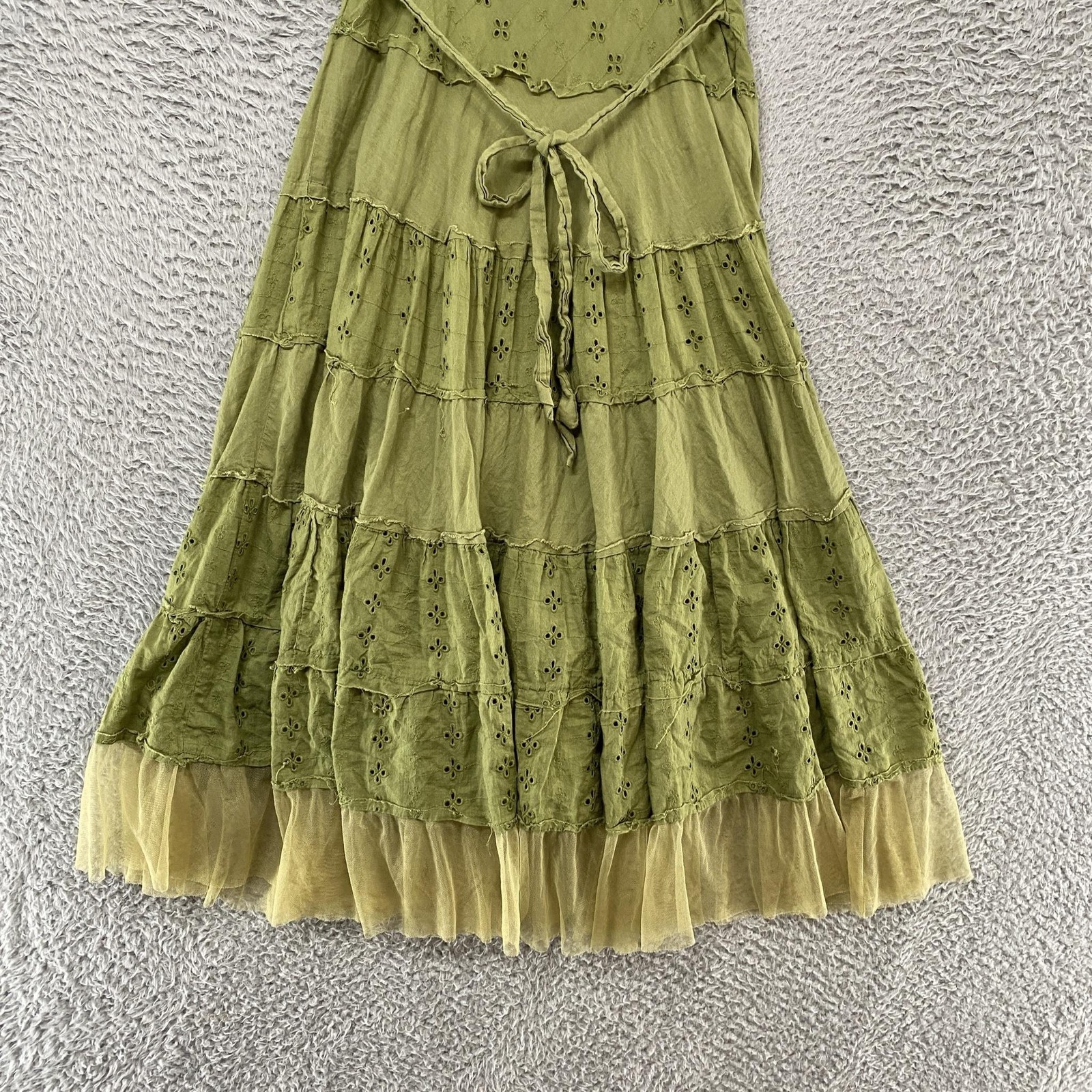Connected Y2K Fairy Dress Womens Small Embroidered Tiered Midi Sundress Boho