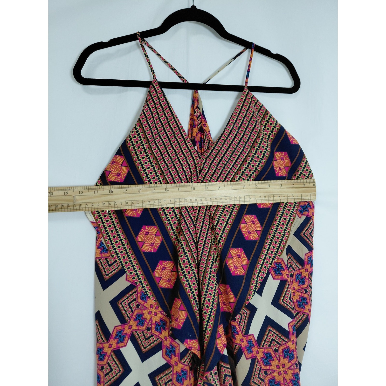 CY Made in USA Mini Asymmetrical Hem Chiffon Halter Dress Women Size S