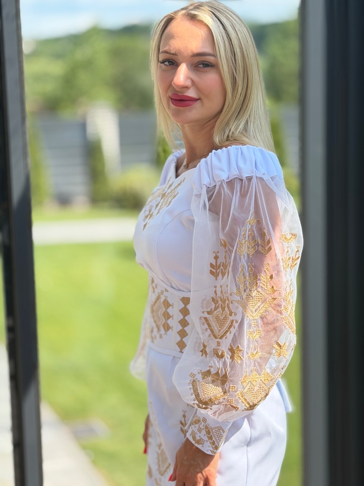 Ukrainian Embroidered Mini Dress Vyshyvanka White Off Shoulder Corset