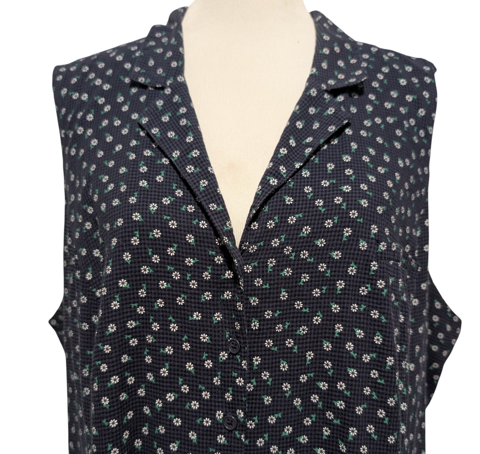 Modcloth Womens Plus Size 26 Blue Daisy Printed Sleeveless Back Tie Tent Dress