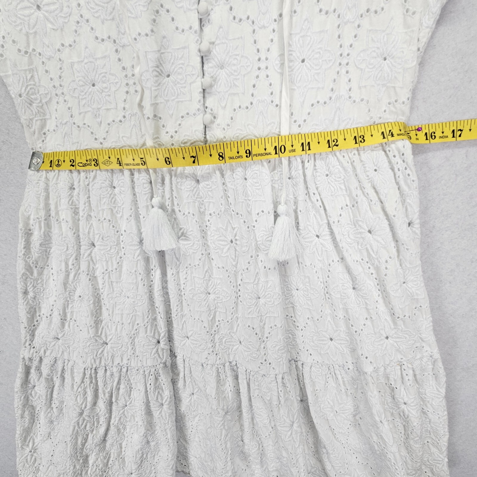 Vineyard Vines White Cotton Eyelet Dress Tiered Boho Resort Women XXS Flattering