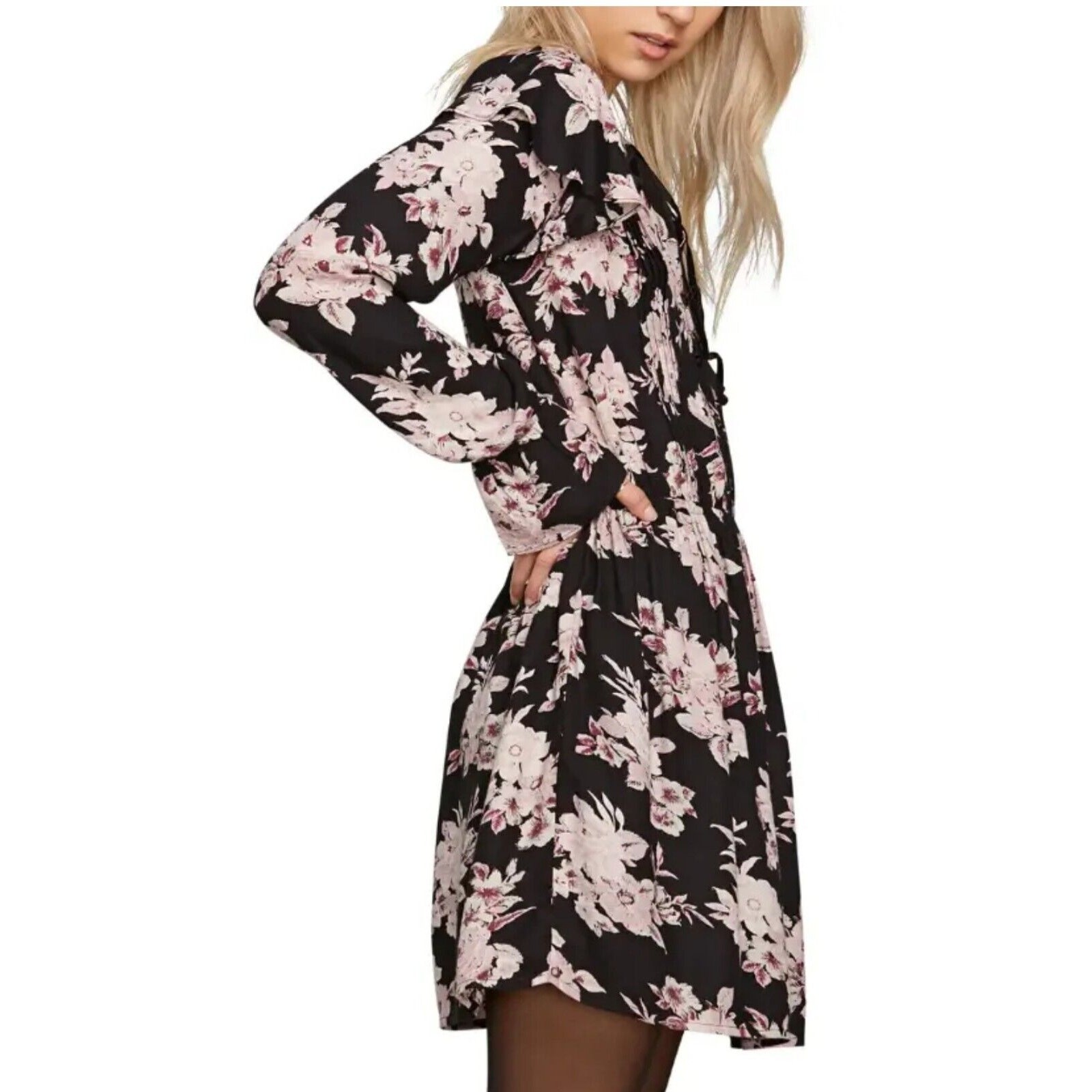 Volcom Heart Stoned Mini Dress Black S Rocker Grunge Y2K