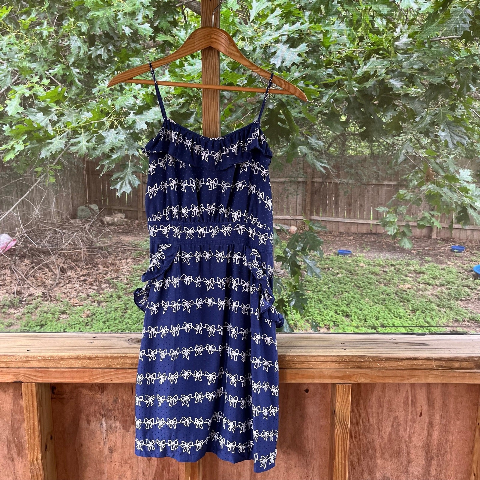 Marc By Marc Jacobs Silk Bow Print Mini Dress Twilight Blue Size 8