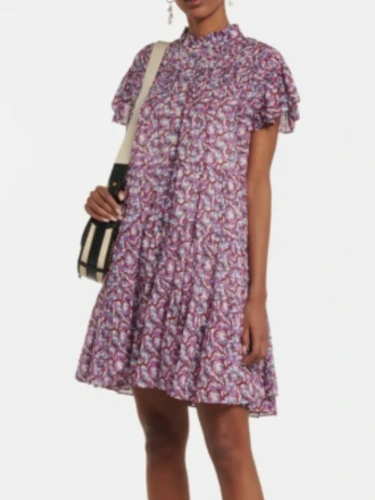 Isabel Marant Étoile Lanikaye Knee Length Dress Short Sleeve Floral Size 38 Med