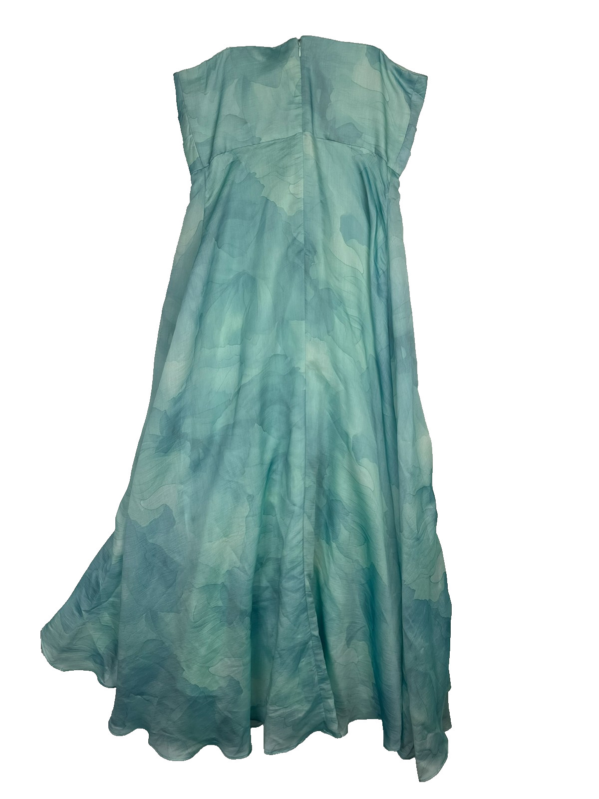 Donna Karan New York Strapless Ball Gown 16 Sea Mist Blue Floral Print NWT $399