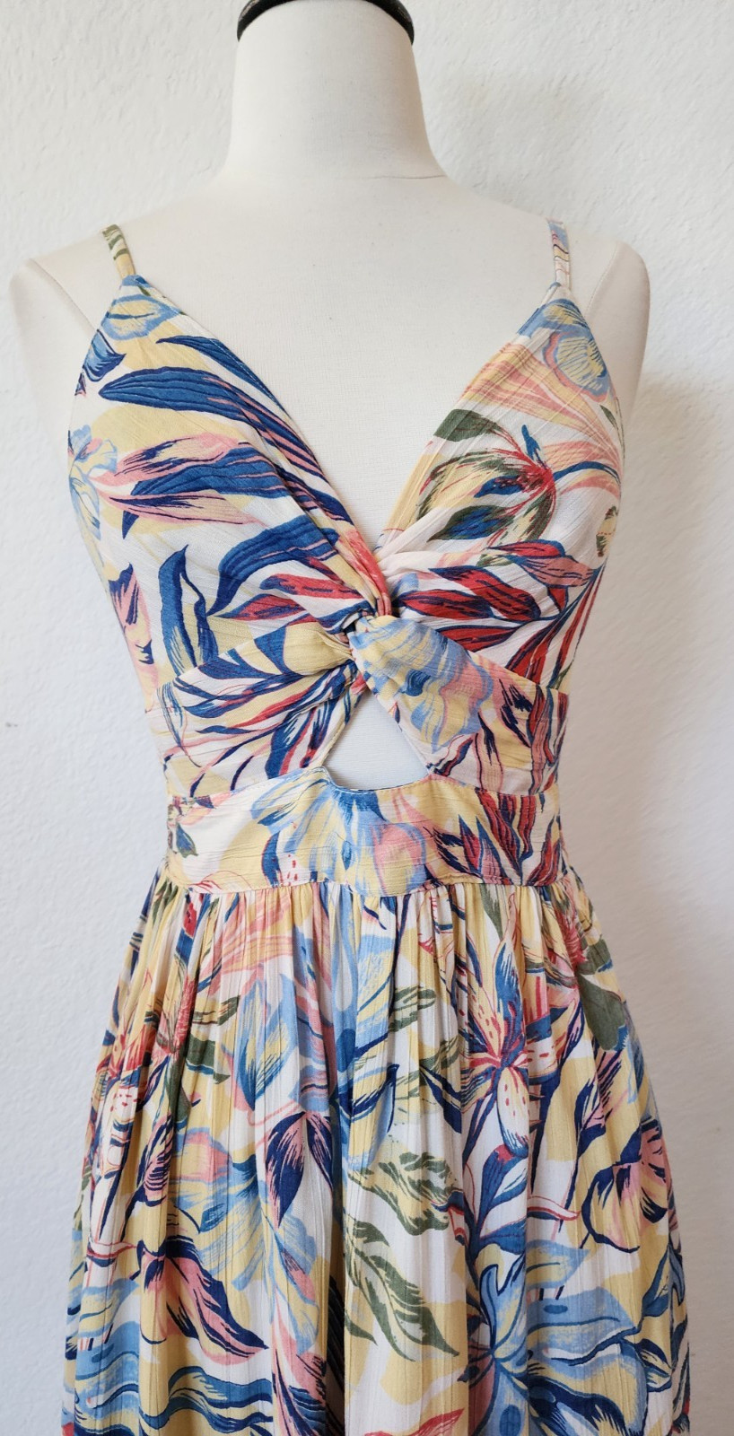New Anthro Midi Dress Size Small Yellow Floral Coquette Brunch Boho Wedding
