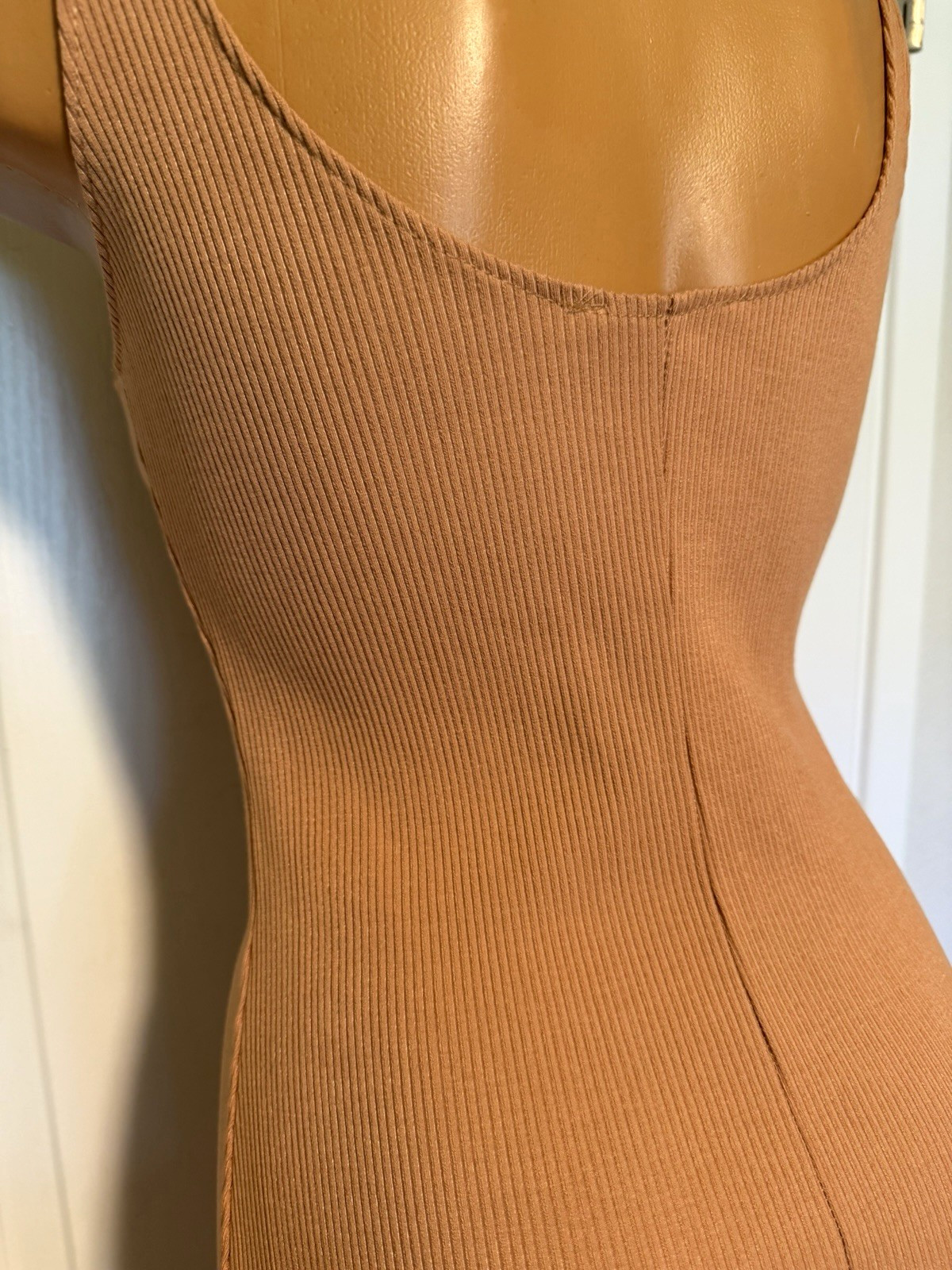ROLLA COSTER CAMEL TAN RIBBED RAYON BODYCON WIGGLE DRESS SZ L