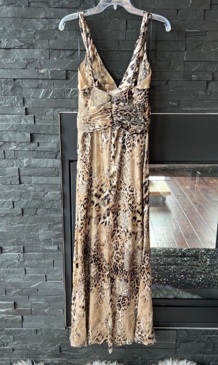 A.B.S. Allen Schwartz Collection Leopard Animal Print Long Dress Size 4