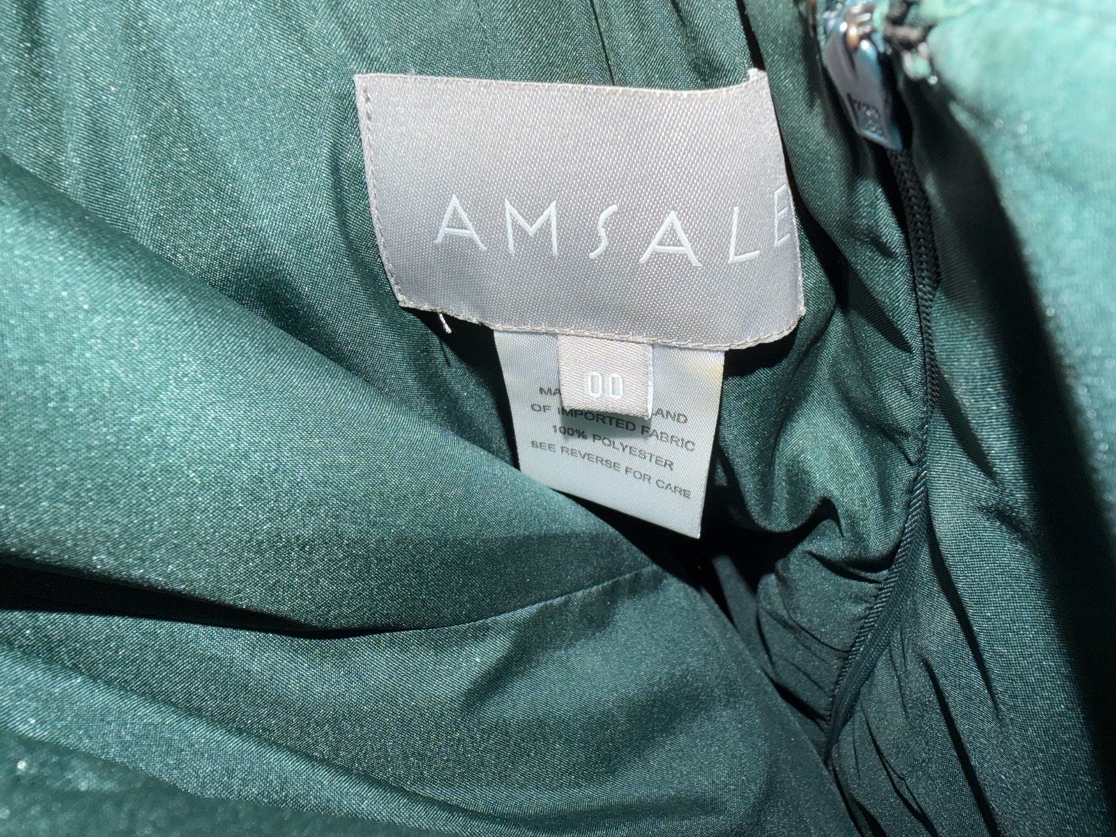 Amsale Strapless Dark Teal Column Evening Gown Size 00