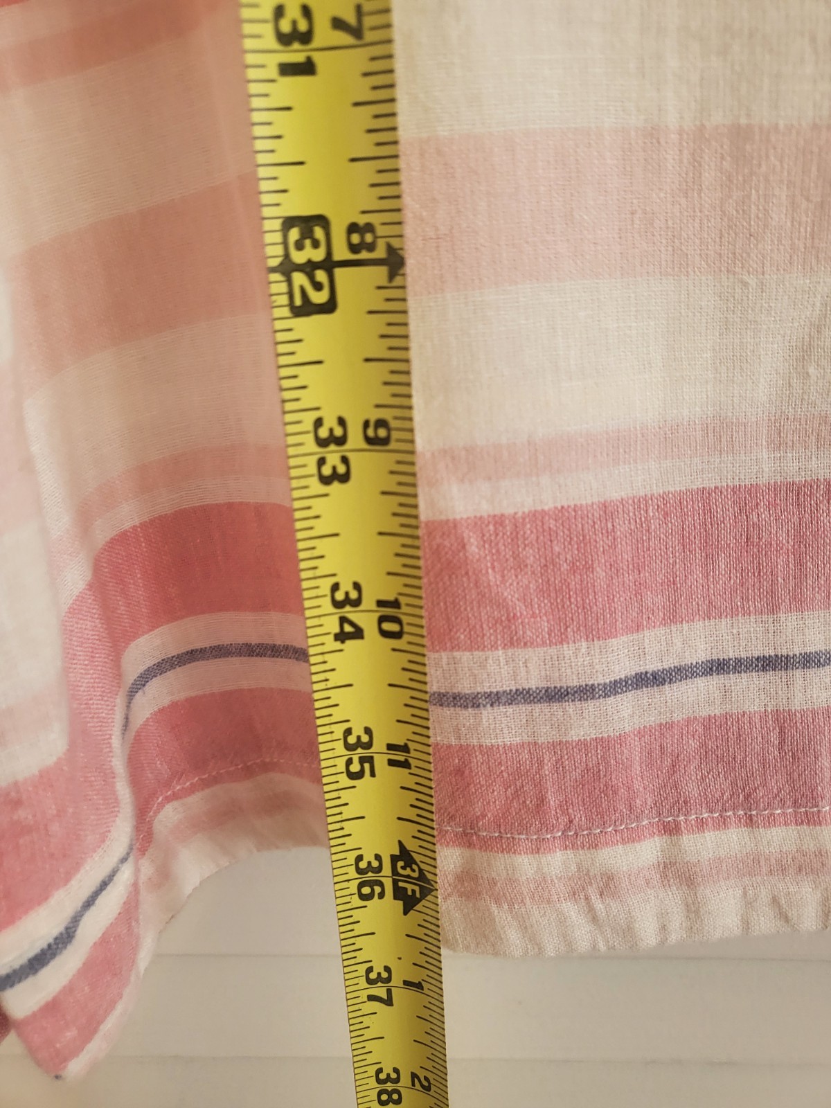 Beach Lunch Lounge Dress Womens Large Pink White Stripe Linen Blend Summer