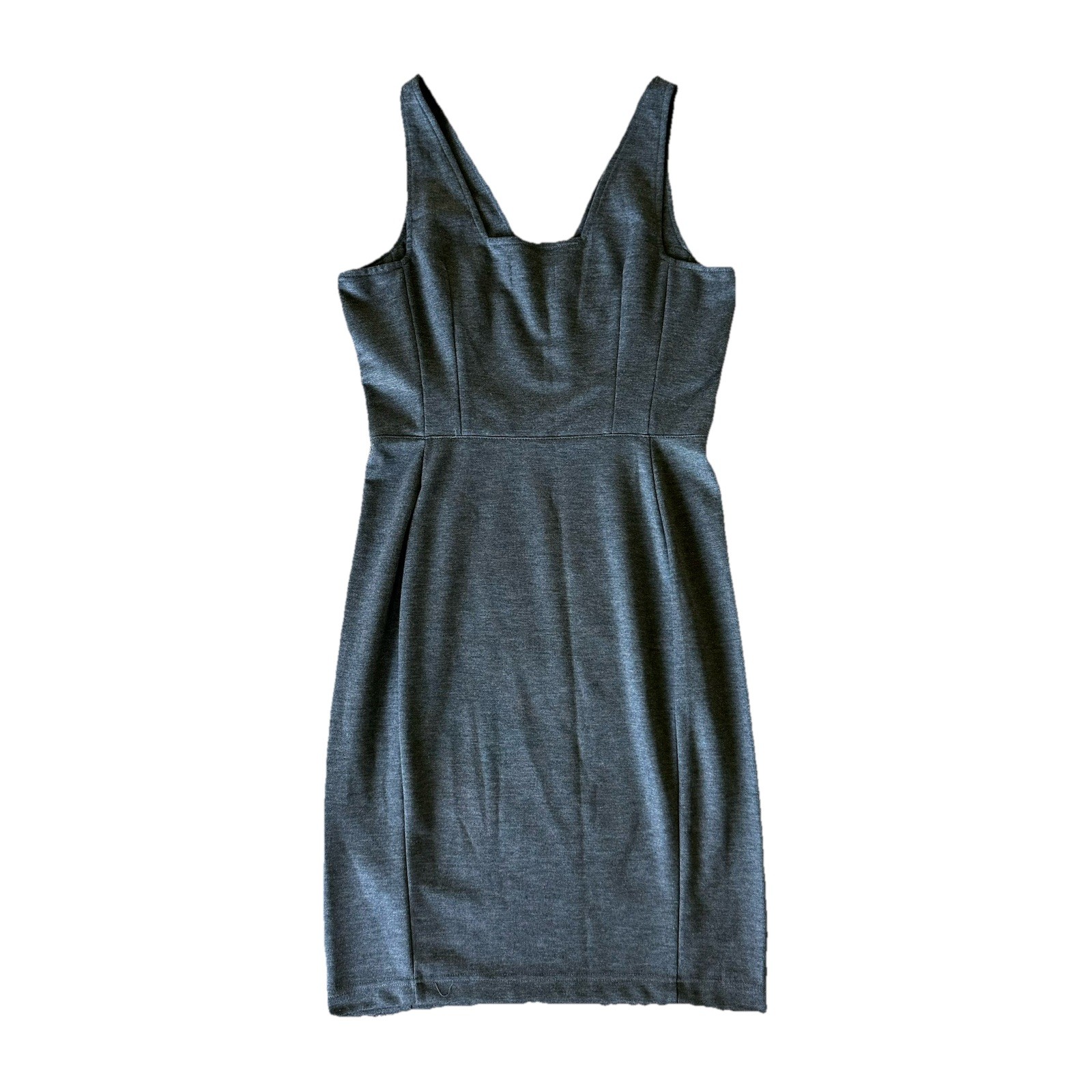 Betabrand Sudden Chemistry Ponte Knit Shimmer Gray Sheath Dress Sleeveless M