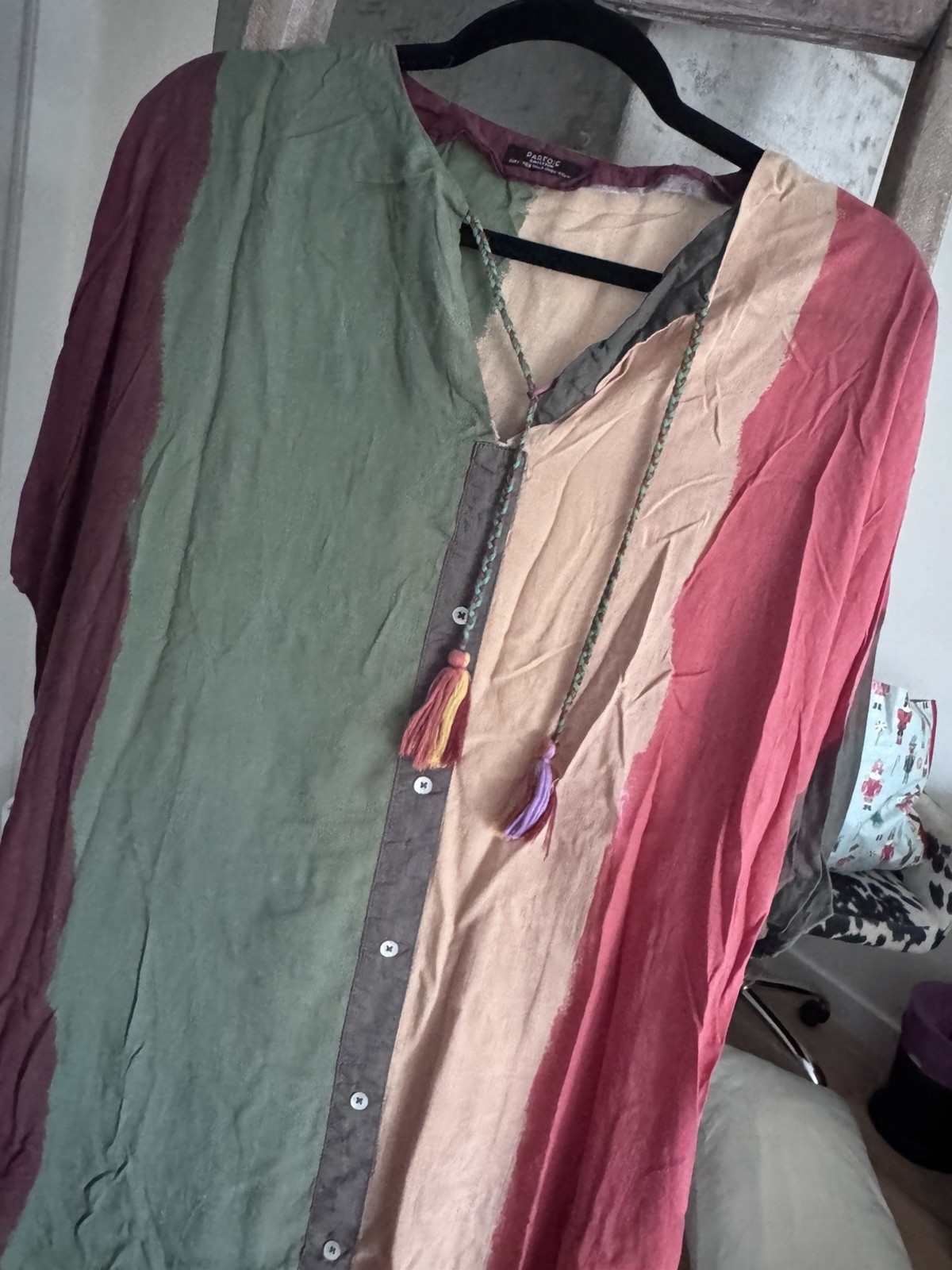 NEW Parfois Multicolor Short Sleeve Mini Shirt Dress Button Up One Size