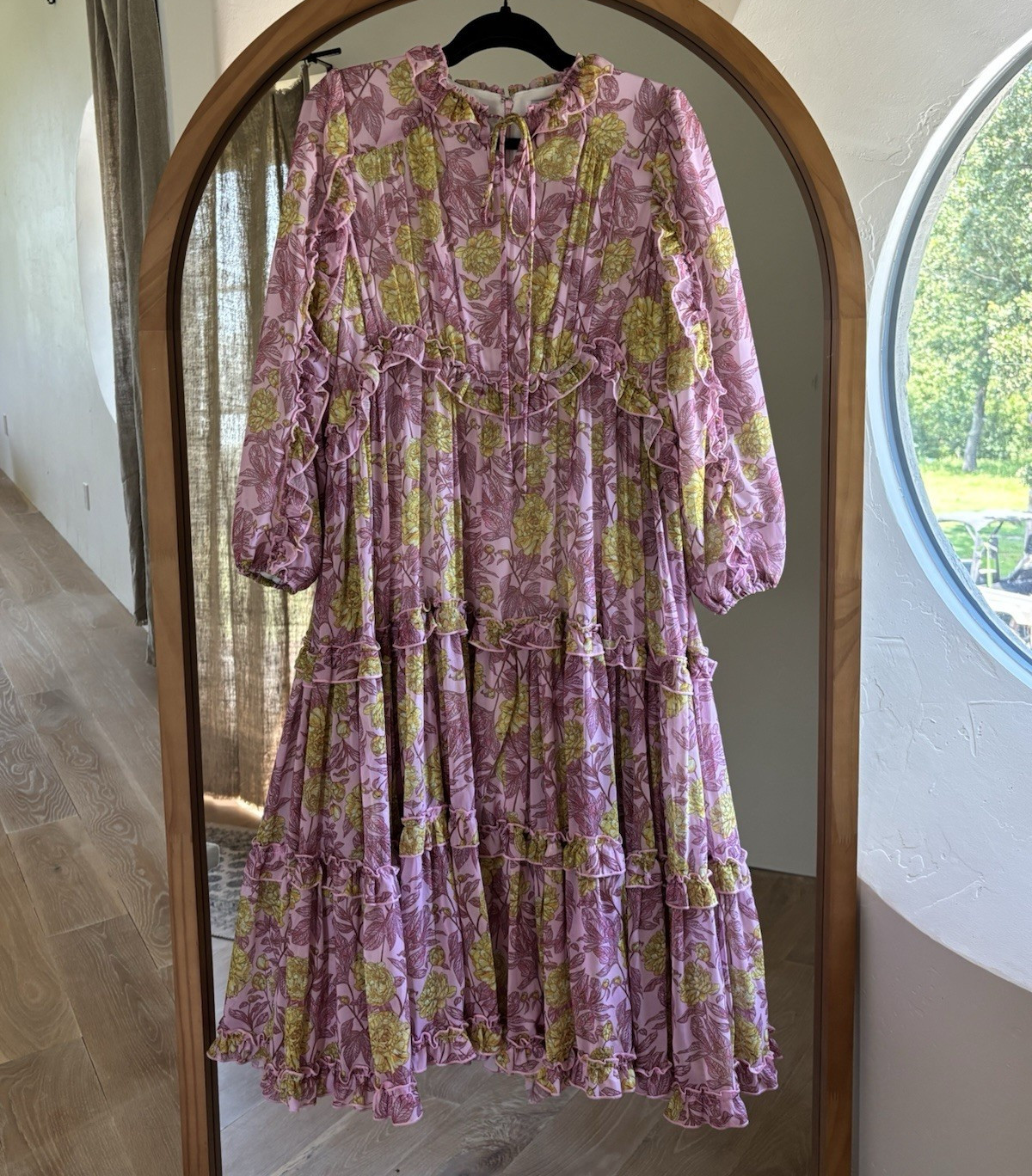 Dainty Jewell Lemon Blossom Dress Long Sleeve Zip Midi Dress Womens S