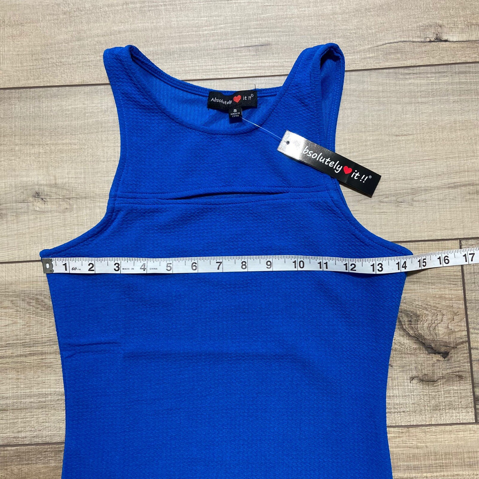 ABSOLUTELY LOVE IT Small Cutout Fitted Dress Royal Blue Textured Stretchy
